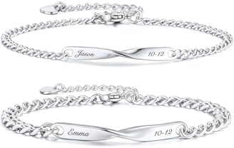 JSDDE Personalisiert Armband mit Gravur Partnerarmband Armreif für Paar Freundschaftsarmband Personalisierte Geschenke für Damen Herren