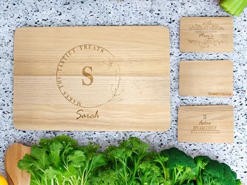 Personalised Wooden Kitchen Chopping Board, Engraved Design, 30 x 20 x 1.5 cm