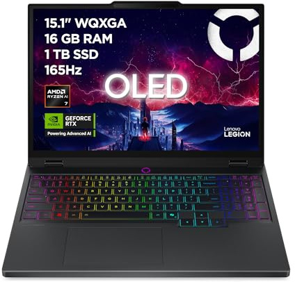 Lenovo Legion 5 Gaming AI Laptop | 15.1 WQXGA 165 Hz OLED Display | NVIDIA GeForce RTX 5060 | AMD Ryzen AI 7 350 | 16GB RAM | 1TB SSD | Win11 | QWERTZ | Eclipse Black | 3 Monate GamePass