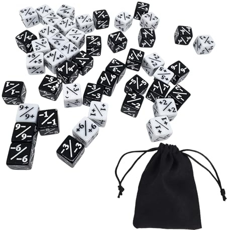 48 pezzi dadi Magic The Gathering, per giochi di carte, riunioni di famiglia (bianco + nero)