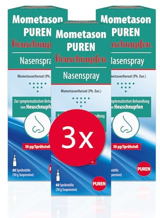 Mometason PUREN Set 3x 18g Heuschnupfenspray - Nasenspray zur effektiven Linderung typischer Allergie Symptomen wie Juckreiz, Niesen, Schnupfen und oder verstopfter und laufender Nase