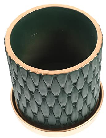 ibasenice Pot de Plante en Ciment avec Plateau, Style Européen Simple et Texture, Facile à Transporter, Décoration Intérieure et Présent