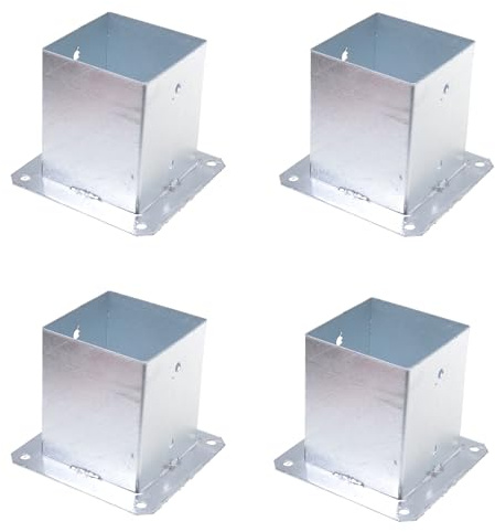 Aqbau Lot de 4 supports de poteau 120 x 120 mm à visser, galvanisés à chaud
