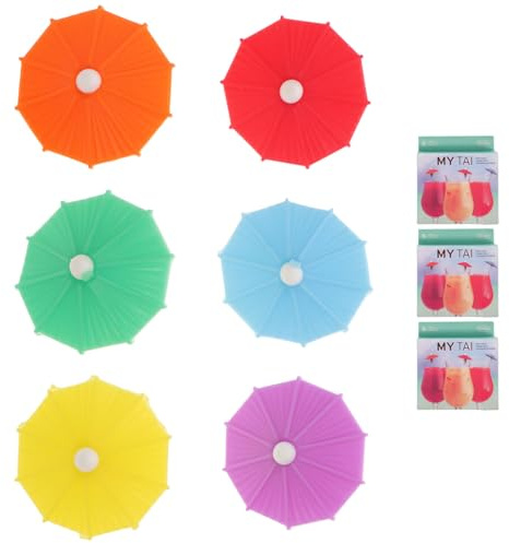VICASKY Silicone Umbrella Drink Markers and Decorative Glass Charms 24pcs Heat Resistant Drink Identifiers for Pint Glasses and Mugs for Birthday Party and Important Festivals