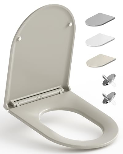 HySail Hochwertiger Toilettendeckel mit Absenkautomatik, Schnellverschluss und Hygienischer Oberfläche – Robust, Umweltfreundlich, Farbbeständig, in Mehreren Farben Erhältlich (Beige, D-Form Lang)