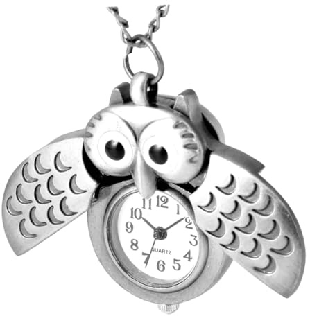 SOIMISS Retro Taschenuhr in Eulenform, Silber, Quarz, Dekorativ | 1 Stück, Legierung und Kunststoff, Geschenk für Freunde und Familie, Zierliche Form