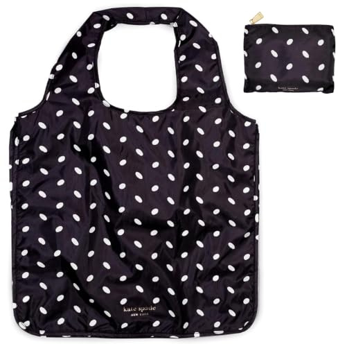 Kate Spade New York Reusable Produce Bags, Shopping Tote with Zipper Storage Pouch, Lightweight Foldable Grocery Bag