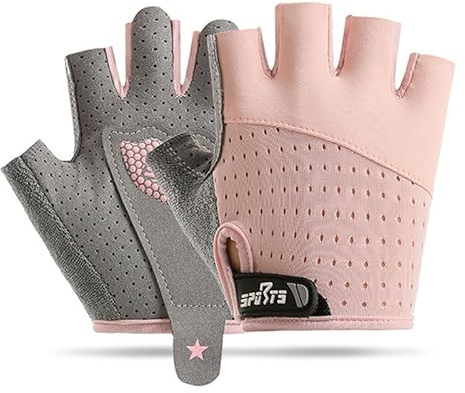 HinyBoeh Kids-Fingerless-Workout-Cycling-Gloves Girls Boys, Breathable Mesh Sport Gloves with Non-Slip Palm Ages 3-12