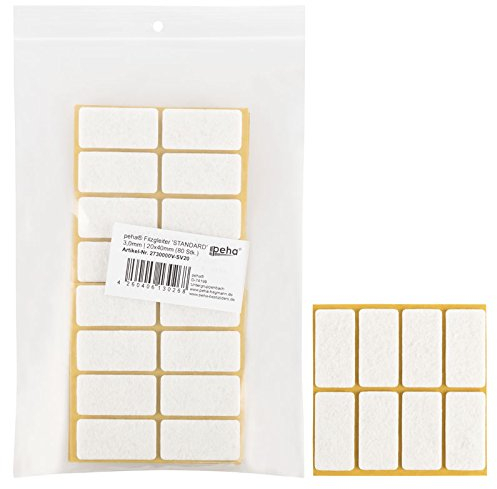 haggiy Feltrini - Scivoli in parquet autoadesivi 'Standard' - 3,0 mm folto, bianco | 20 x 40 mm (80 pz.)