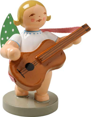 Wendt & Kuhn Grunhainichen-Engel aus Holz, handbemalt mit Gitarre