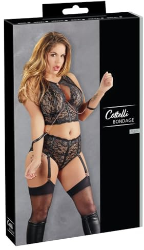 Cottelli Bondage BH Strapsset BH Set Schwarz L