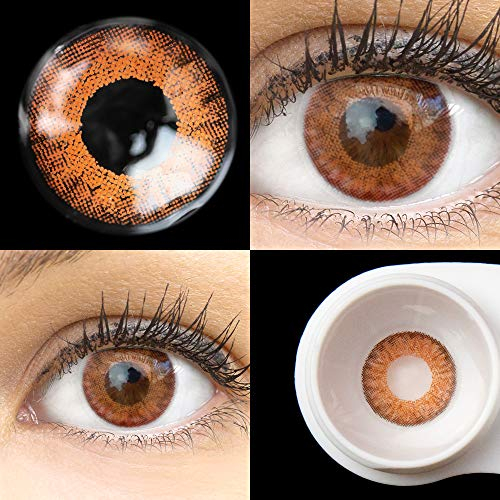 GLAMLENS Lenti a contatto colorate marroni Flora Pure Hazel - mensili - con porta lenti a contatto - marrone naturali in silicone idrogel - 2 pezzi - DIA 14.50 - senza correzione 0.00 diottrie