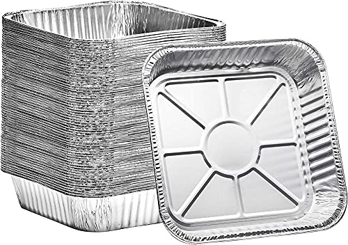 Teglie per torte in alluminio usa e getta quadrate da 20,3 cm, ideali per cuocere arrosti e molto altro ancora. 20,3 x 20,3 x 5,1 cm (40 conteggi)