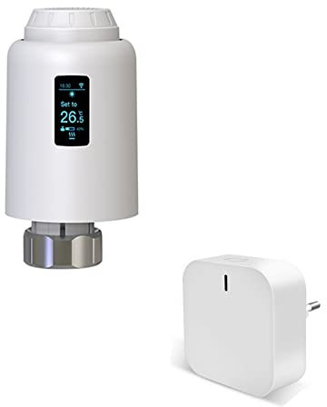 Qiumi Zigbee Smart Thermostatic Radiator Valve Supporting Remote Control by Smart Life app, Voice Control by Alexa and Google Home (OLED Display)