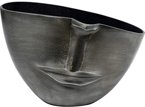 Kare Design vaso Half Face, antracite, faccia a metà, portafiori, centrotavola, decorazione casa, soggiorno, sala, studio, stile moderno, 31cm (A)