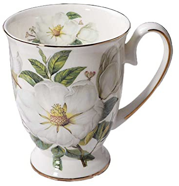 FIYSON Mug kopp te/kaffe mugg blommig atmosfär porslin mugg ben Kina, mugg, kopp, för te eller kaffe, 300 ml enkelt keramiskt porslin kaffekopp mugg med handtag (bomull)