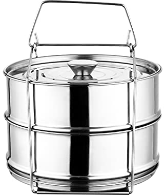 Tissting Pentole Impilabili con Inserto per La Cottura a Vapore, Manico per Pentole a Pressione, Inserto per Cottura a Vapore con Imbracatura per Instant Pot Accessori 2 Quart