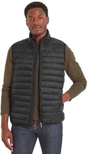 TOG 24 Gibson Lightweight Padded Gilet for Men, Ultra Warm, Supersoft, with Eco-Friendly Filling, Wind Resistant, Two Lower Pockets, Black, 4XL