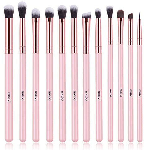 MSQ Augen Make-up Pinsel Set 12 Stück Augenpinsel Set Pinselset Makeup Rosa | Verblenden Von Lidschatten Puder Highlighter Concealer Lidschattenpinsel