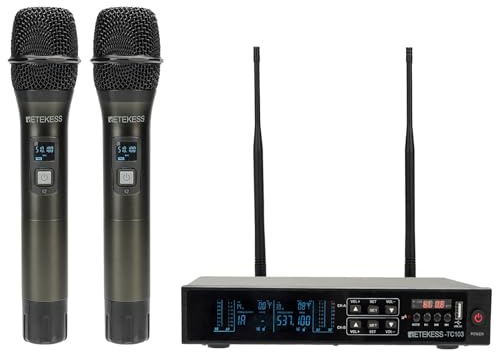 Retekess TC103 Drahtloses Mikrofon, Professionelles Karaoke Funkmikrofon Mikrofon, 90 m Reichweite, Dynamisches Hi-Fi, Automatische Kopplung, Geeignet für Karaoke, Kirche, Konferenzen und DJ