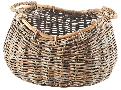Kobolo Aufbewahrungskorb Flechtkorb aus Rattan mit Seilgriff Kubu Grey
