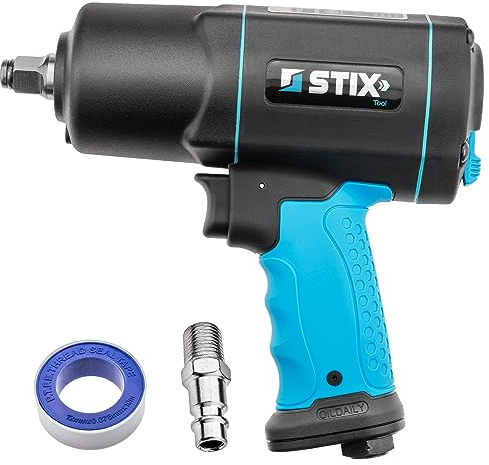 Stix Schlagschrauber Druckluft STT-19 1/2 - Max. Lösemoment 1900 Nm - Druckluftschrauber mit Hochleistungs-Doppel-Hammer-Schlagwerk und Vibrationsarm