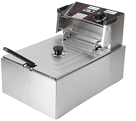 Friggitrice elettrica 2500 W 5,5 l professionale in acciaio inox friggitrice termostatica 60 – 200 °C con coperchio e regolabile Friggitrice Deep Fry pollo zone fredde