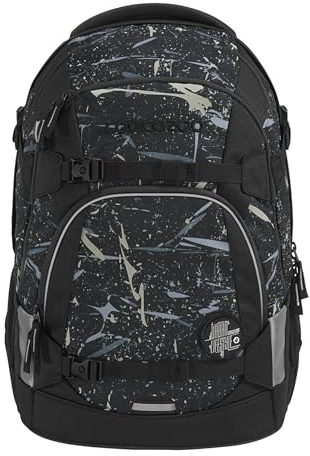 coocazoo Schulrucksack Mate „Reflective Splash”,schwarz-grau, reflektierend, ergonomischer & anpassbarer Tornister, höhen- & größenverstellbar, mit Brustgurt & Hüftgurt, ab der 3. Klasse