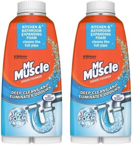 Mr Muscle Drain Foamer, Drain Cleaning Foam to Unblock & Eliminate Odour, 500 ml (Pack of 2)