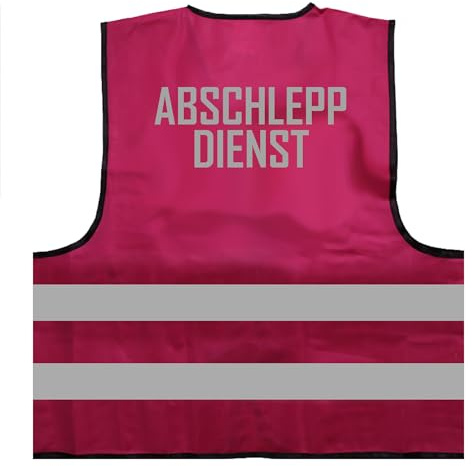 Abschleppdienst lustige Verkleidung Karneval Kostüm Warnweste BZW. Signalweste mit reflektierendem Aufdruck - Größe S/M, Magenta