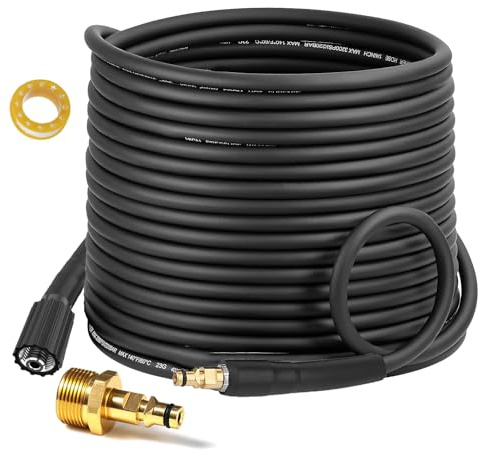 10M 32Ft High Pressure Washer Replacement Hose for Karcher, Click Type Plug to M22-14mm Screw Thread Outlet for Kärcher K Series Washers K2, K3, K4, K5, K7 Accessories, with Quick Connect Adapter