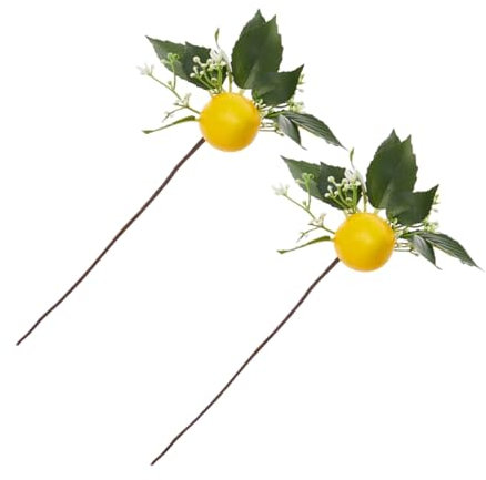 RORPOIR 2stücke Künstlicher Zitronenbaumstamm Mit Künstlichen Zitronen Für Dekoration DIY Serviettenringe Natürliche Frische Für Tischvasen Und Feste