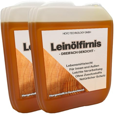 Leinölfirnis 10 L | Dreifach gekochtes Holzöl | Lebensmittelecht zertifiziert | für Innen & Außen | Schutz für alle Holzarten