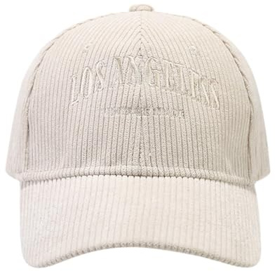 AMDOLE Gorra de pana para mujer y hombre, para otoño e invierno, con letras bordadas, para deportes al aire libre, sol y béisbol, para niñas, blanco, Talla única