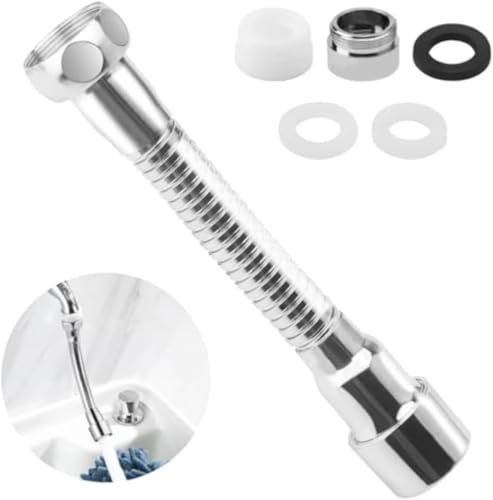 Flexible Wasserhahnverlängerung, 360° drehbarer Aufsatz, 14cm Wasserhahn extender mit Filter für Küche, Perlator Wassersparer