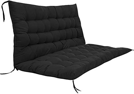 Sitzkissen für Gartenbank und Terrasse, dick, rutschfest, für 2-/3-Sitzer-Schaukelbank, Schwarz, Zweisitzerkissen, 150 x 100 x 8 cm