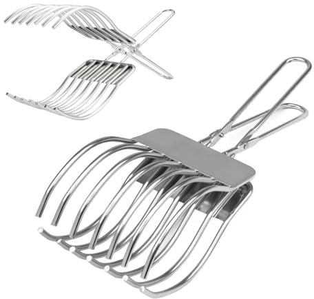 KWJTOY 2 PCS Pinze da Taglio per arrosto, in Acciaio Inox, Sette afferrate la Carne, per Tagliare Verdure, Frutta, Pane, Manzo