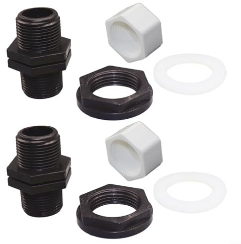 2 Piece 12 Inch Tank Screw Connection for Rainwater Systems, External Thread Connectors for Garden Usage