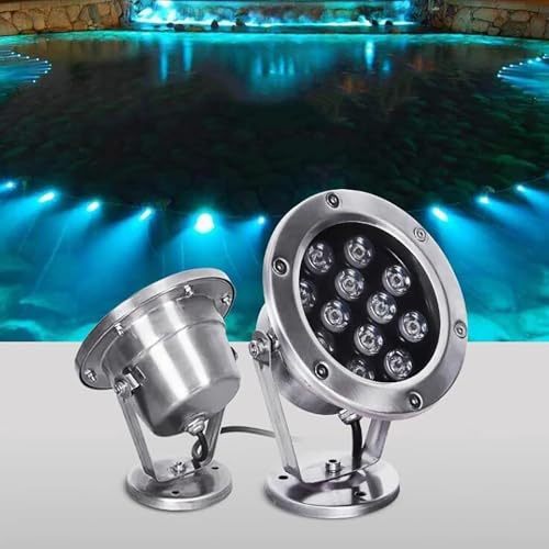QICBYING Luces LED Subacuáticas para Estanques - Foco Empotrable RGB para Exteriores, Luces De Fuente De Estanque De Acero Inoxidable IP68, Iluminación De Piscina De Bajo Voltaje De 24V CA(Red,3w)