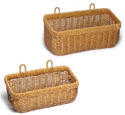 FRONDENT 2 Piezas Contenedores Para Baño,Cesta De Almacenamiento De Cocina,Cesta Para Colgar,Para Organizar Cosméticos, Gel De Ducha, Jabón Líquido y Accesorios De Cocina y Baño(Amarillo-M/L)