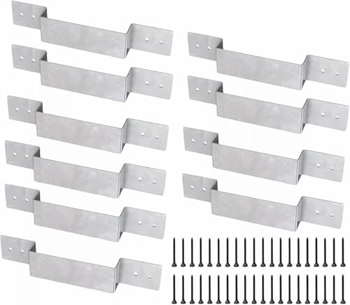 10 Pack Fence Post Security Brackets, Galvanised Steel Panel Brackets Suitable for Concrete or Wooden Posts, Fits 4” Posts Includes Fixing Screws, Anti Rattle Post Clips, Galvanised Anti Corrosion