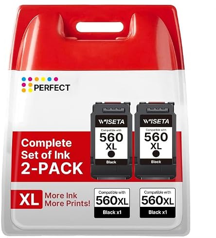 PG-560XL patronen Kompatibel für Canon 560 druckerpatronen Multipack Tintenpatrone für Canon 560XL für TS5350 TS5351 TS5352 TS5353 TS7450 TS7451 (2 Schwarz, 2er-Pack) | PG560XL,2pack,patronen,schwarz,multipack,kompatibel mit Original,tintenpatronen,für Canon 560 druckerpatronen