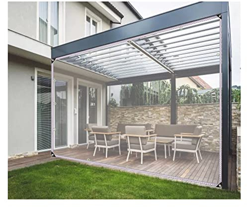 Custom Waterproof PVC Curtains for Pavilion Terrace Veranda Garage – Clear Garden House Cover (Transparent 1.6 x 4 m) – Outdoor Privacy Shield