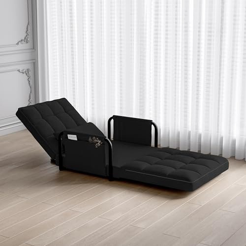 Sofá Cama 1 plaza Plegable, Sillon cama Individual plegable con Respaldo Ajustable de 5 Niveles Mueble Cama Plegable Cama de día Extensible Tela De Cordero Agradable a La Piel para Oficina Salón