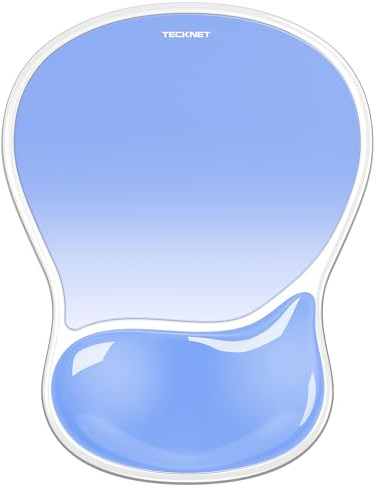 TECKNET Mouse Mat Wrist Support,Gel Ergonomic Mouse Mat,Light Blue | Smooth PVC Surface & Non-Slip PU Base,Cooling Silicone Mousepad Wrist Rest for Computer,Laptop, Office,Home and Travel