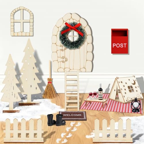 Kiiwah tomte dörr tillbehör julset, tomte dörr komplett set