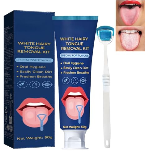 Oral Care Tongue Cleaners Set, Fresh Mint Tongue Cleaner Gel, Tongue Cleaner Gel with Tongue Brush, Tongue Scraper for Bad Breath Treatment, Oral Care Set with Tongue Bar Scraper to Reduce Bad Breath