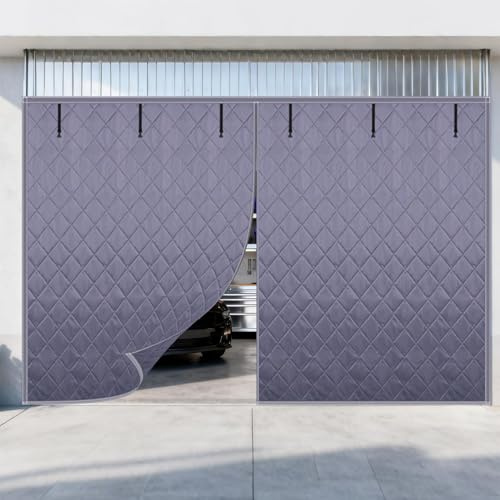 Garage Door Screen Magnetic Thermal Insulated Door Screen 244x213cm 305x213cm Waterproof Garage Curtains Weatherproof Insulation Cover Blanket For Winters(Gray,W198xH244cm)