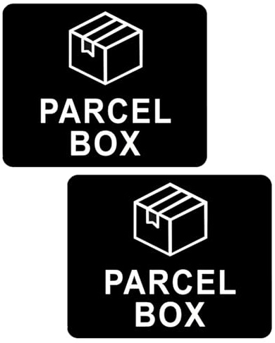 2 PCS Parcel Box Sign for Outside, Self-Adhesive Parcel Box Sticker, Classic Design Clear Delivery Reminder Parcel Sign Ideal for Home Office and Mailbox