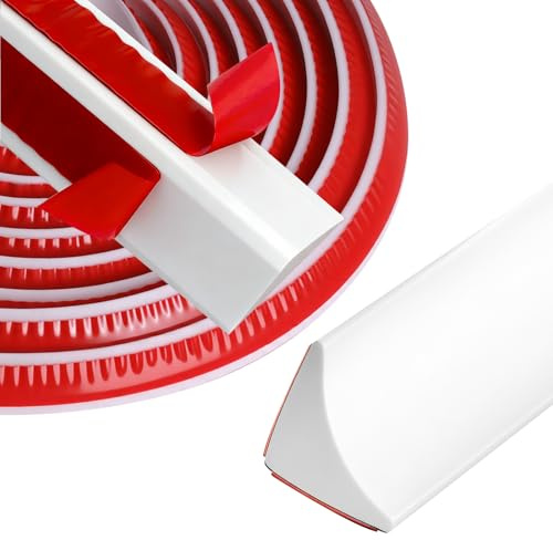 Bubuny Baguette d'angle autocollante pour plan de travail de cuisine - 3 m - En silicone flexible et étanche - Blanc - 15 mm x 15 mm
